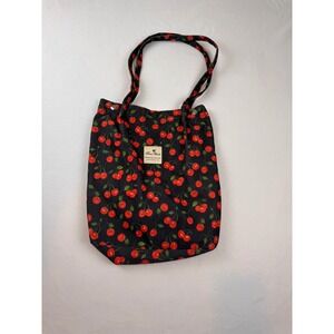 Miss Adola Cherry Print Tote Bag Black Red Kawaii Cottagecore Bag